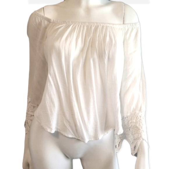 Ambiance NWT Off White Off Shoulder Gauze Top size Medium - Picture 2 of 5